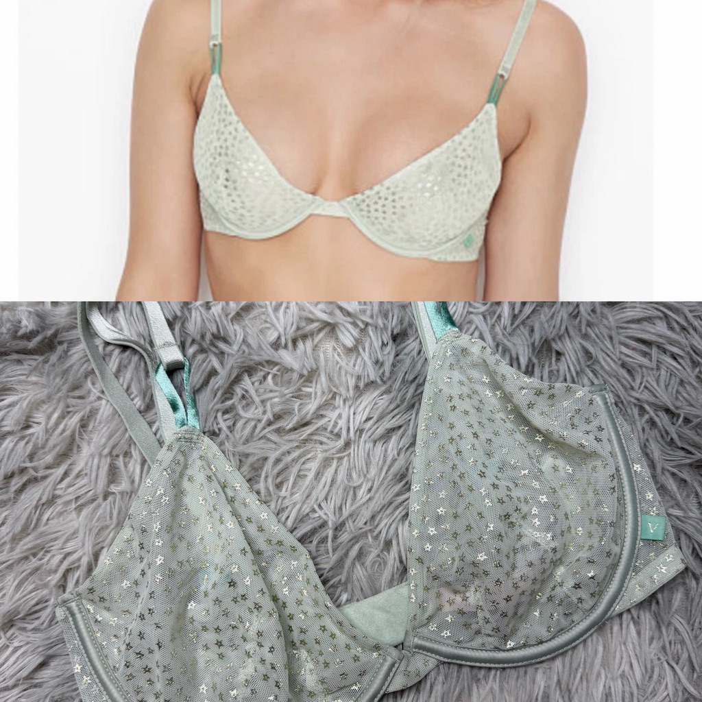 Victoria’s Secret Vs Unlined Demi 32dd Underwire Mesh Star Print